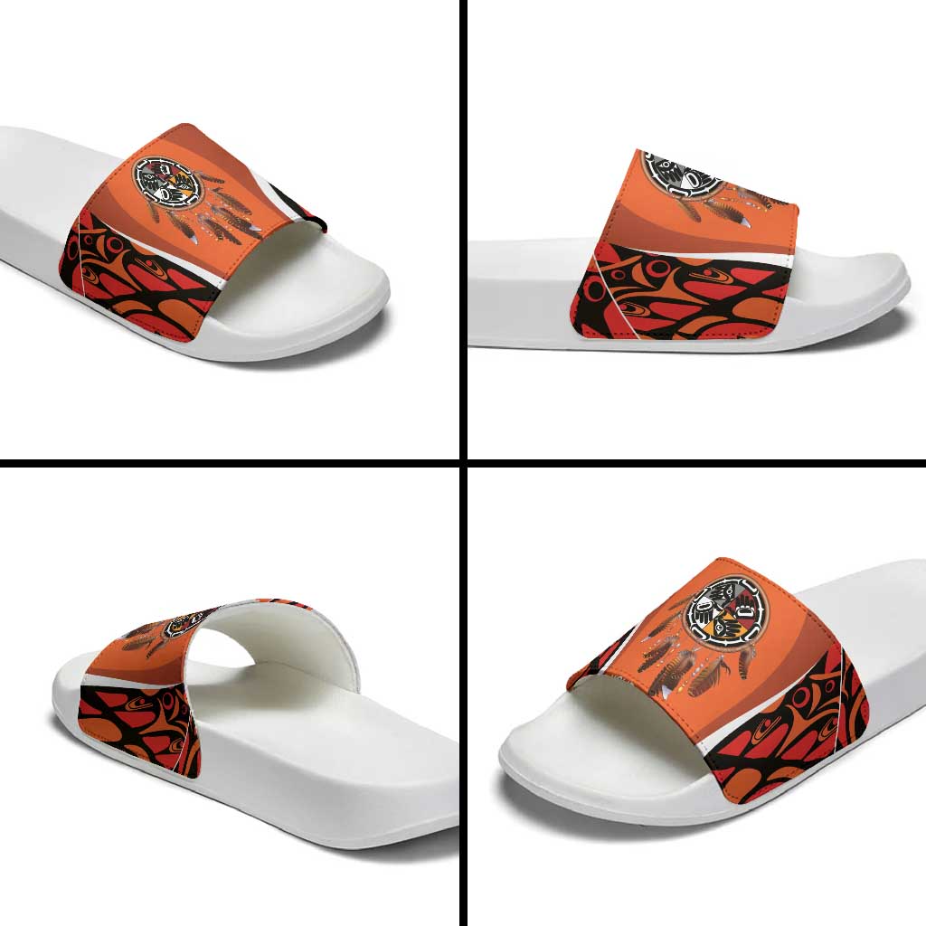 Personalized Orange Day Canada Slide Sandals Honouring The Children Haida Pattern LT14
