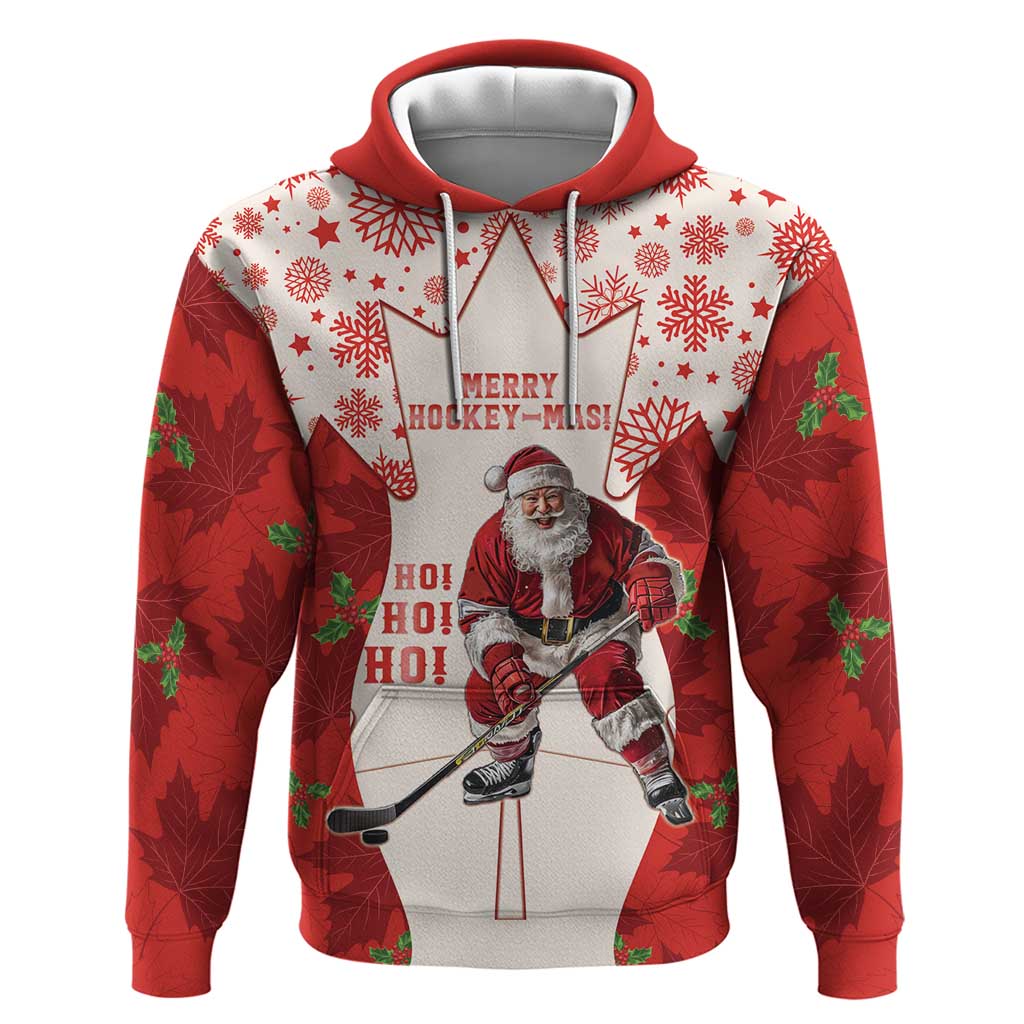 Christmas Canada Hockey Hoodie Merry Hockey-Mas Maple Leaves Pattern LT14