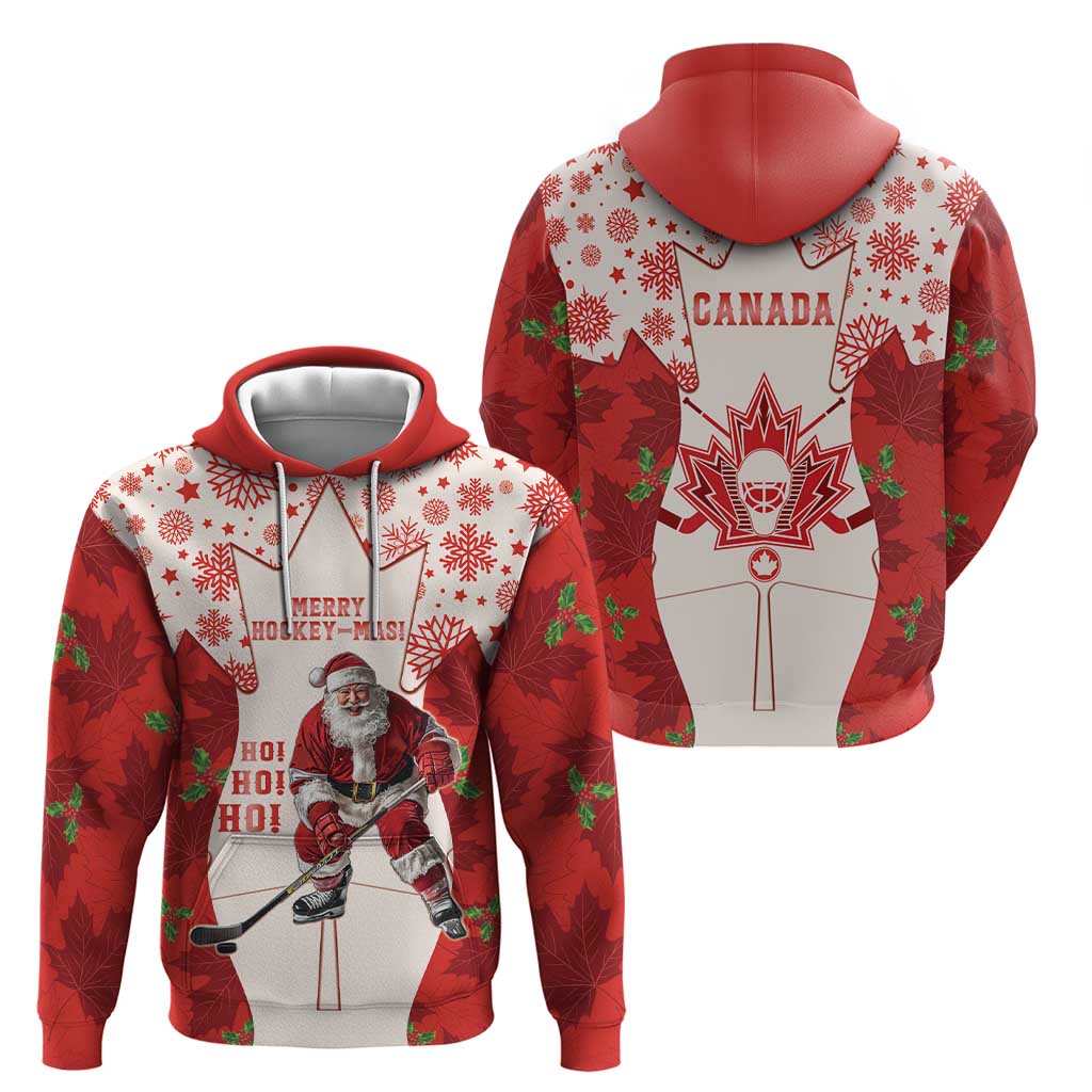 Christmas Canada Hockey Hoodie Merry Hockey-Mas Maple Leaves Pattern LT14