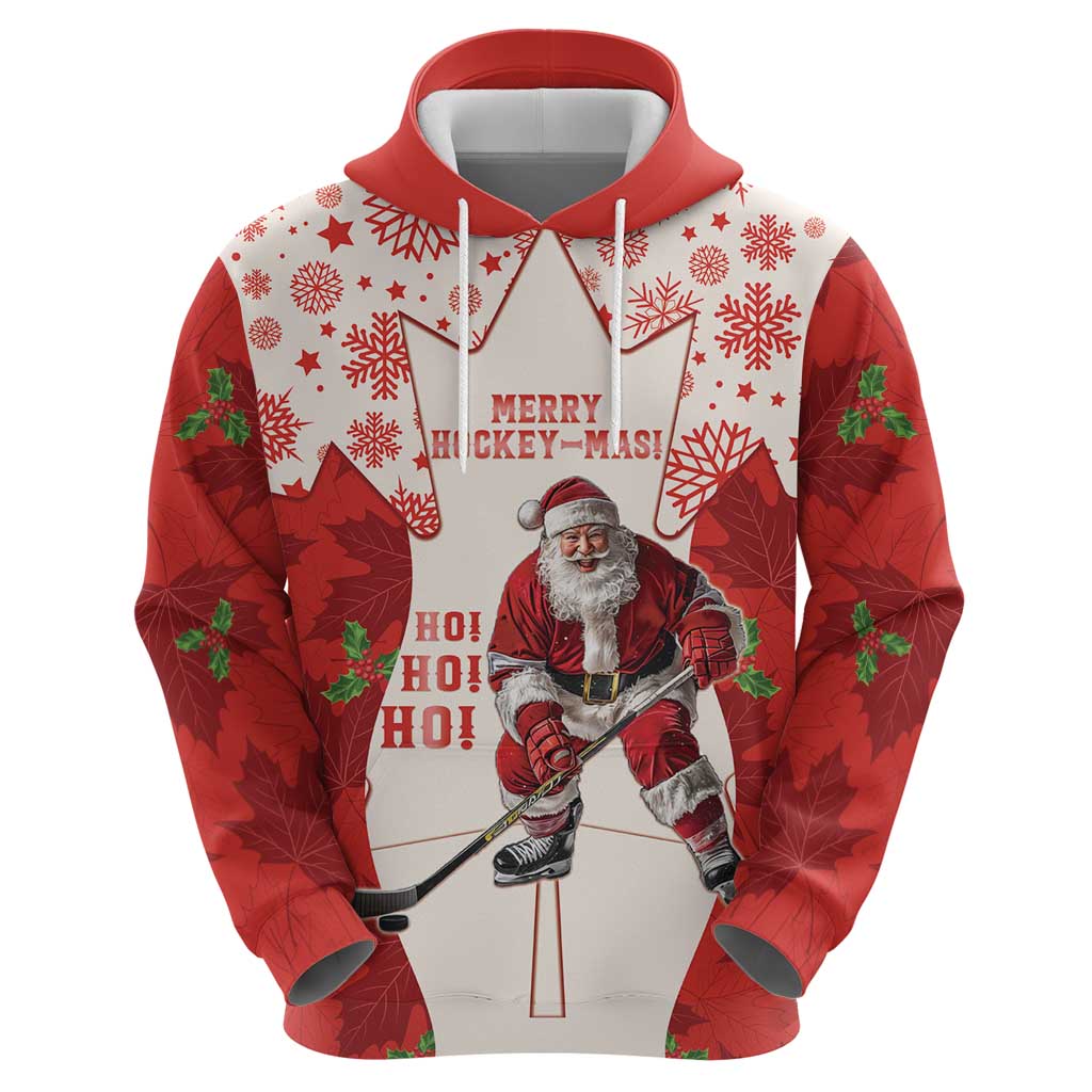 Christmas Canada Hockey Hoodie Merry Hockey-Mas Maple Leaves Pattern LT14