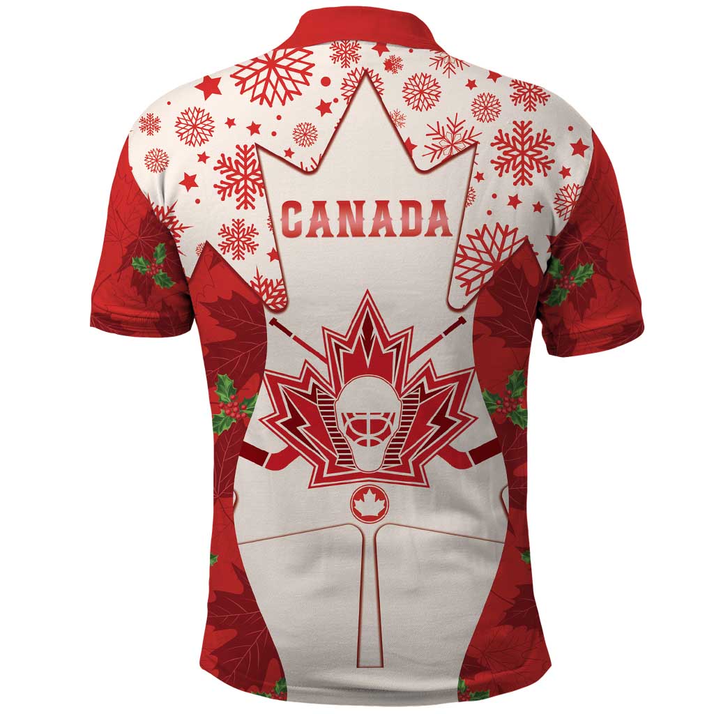 Christmas Canada Hockey Polo Shirt Merry Hockey-Mas Maple Leaves Pattern LT14