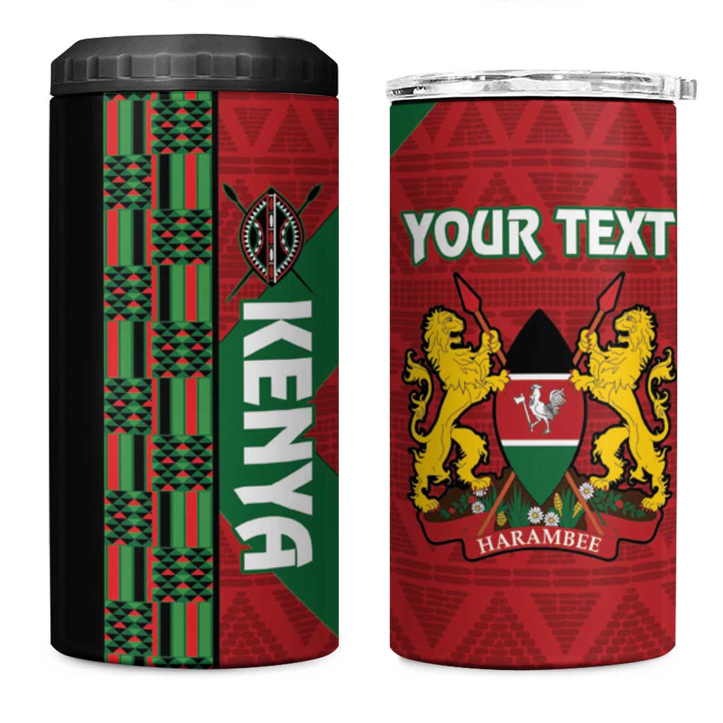 Afro Kenya Rugby Custom 4 in 1 Can Cooler Tumbler Go Lionesses - African Pattern LT14