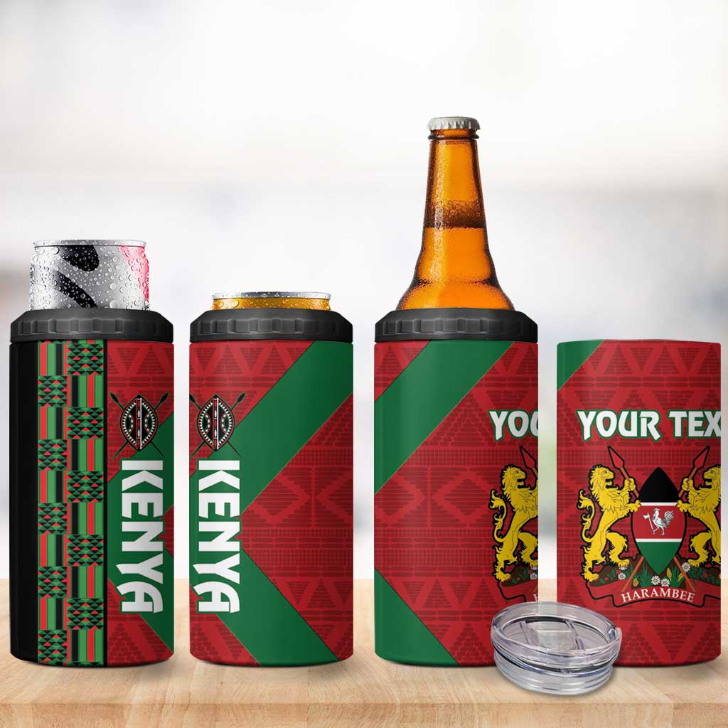 Afro Kenya Rugby Custom 4 in 1 Can Cooler Tumbler Go Lionesses - African Pattern LT14