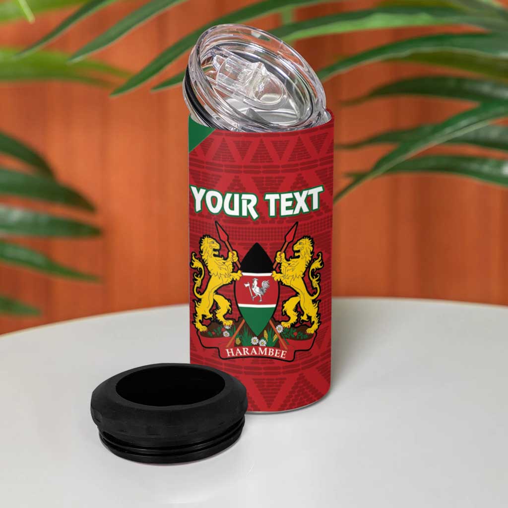 Afro Kenya Rugby Custom 4 in 1 Can Cooler Tumbler Go Lionesses - African Pattern LT14