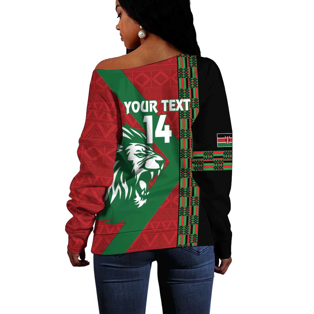 Afro Kenya Rugby Custom Off Shoulder Sweater Go Lionesses - African Pattern LT14