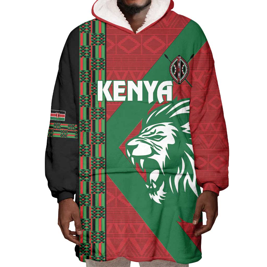 Afro Kenya Rugby Custom Wearable Blanket Hoodie Go Lionesses - African Pattern LT14