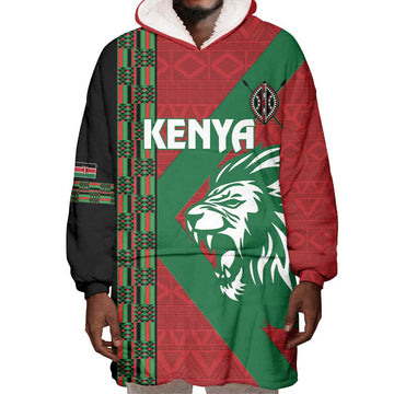 Afro Kenya Rugby Custom Wearable Blanket Hoodie Go Lionesses - African Pattern LT14
