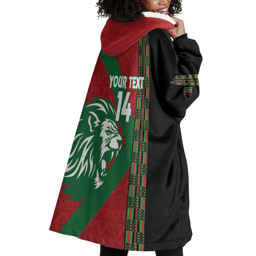 Afro Kenya Rugby Custom Wearable Blanket Hoodie Go Lionesses - African Pattern LT14