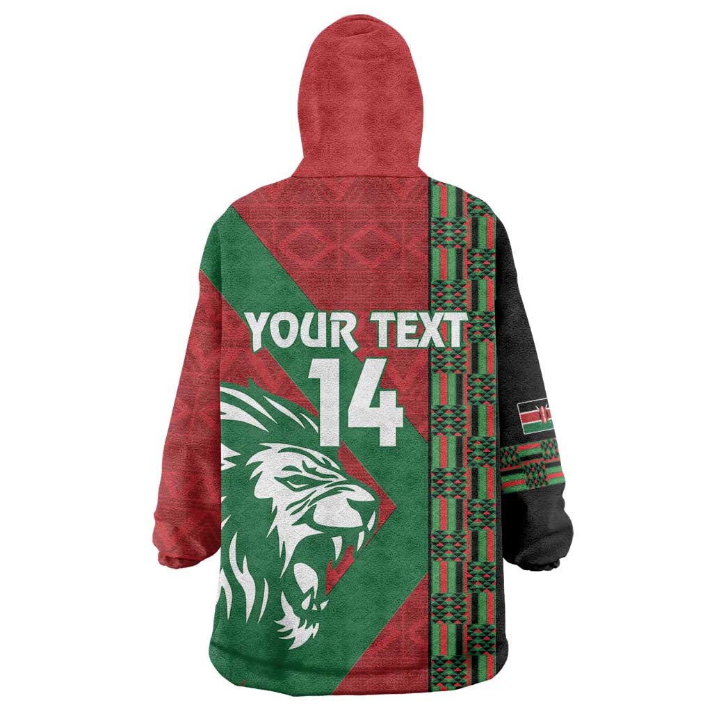 Afro Kenya Rugby Custom Wearable Blanket Hoodie Go Lionesses - African Pattern LT14