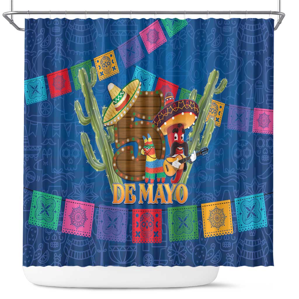 Mexico Cinco De Mayo 2025 Shower Curtain Chili Pepper Let's Fiesta LT14