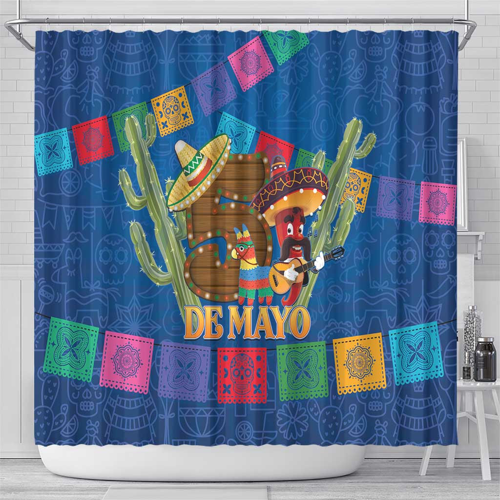 Mexico Cinco De Mayo 2025 Shower Curtain Chili Pepper Let's Fiesta LT14