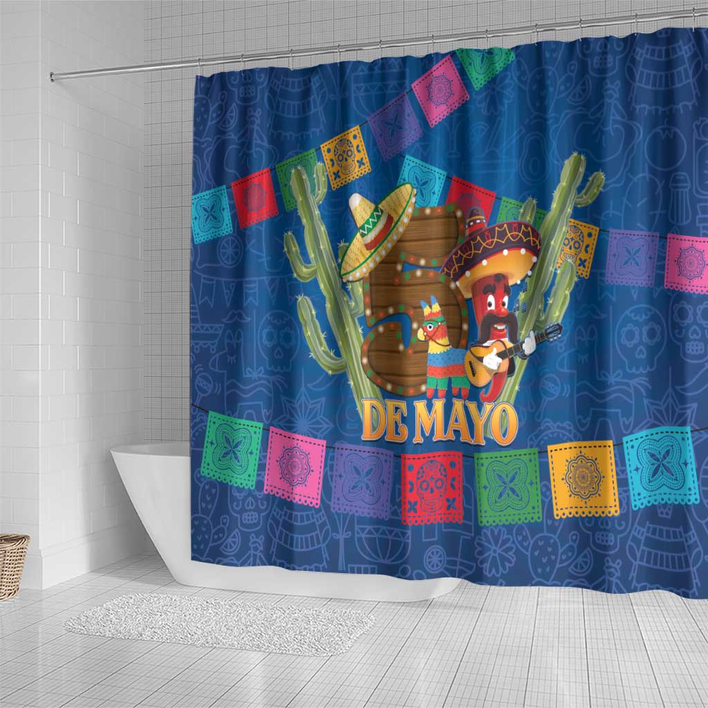 Mexico Cinco De Mayo 2025 Shower Curtain Chili Pepper Let's Fiesta LT14