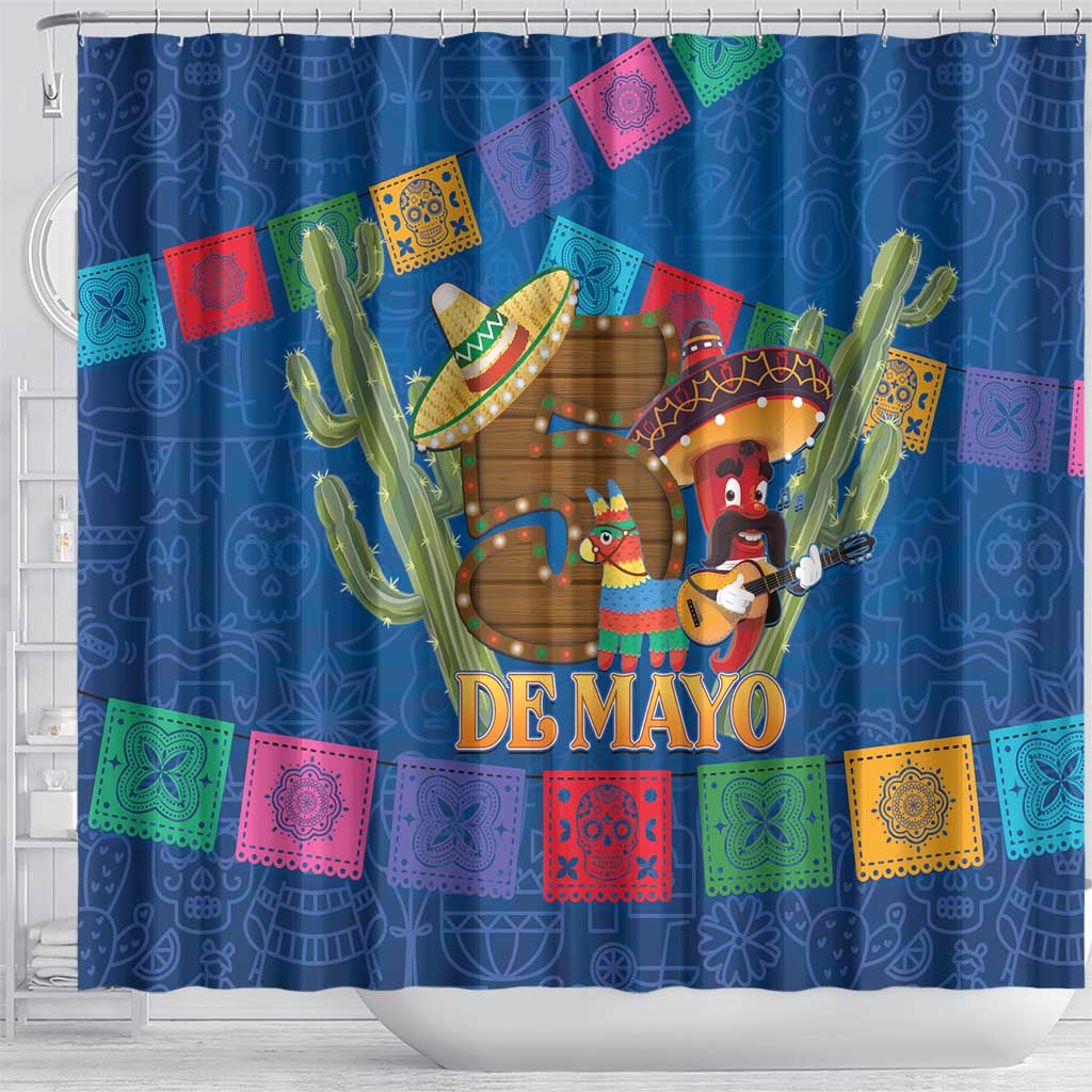 Mexico Cinco De Mayo 2025 Shower Curtain Chili Pepper Let's Fiesta LT14