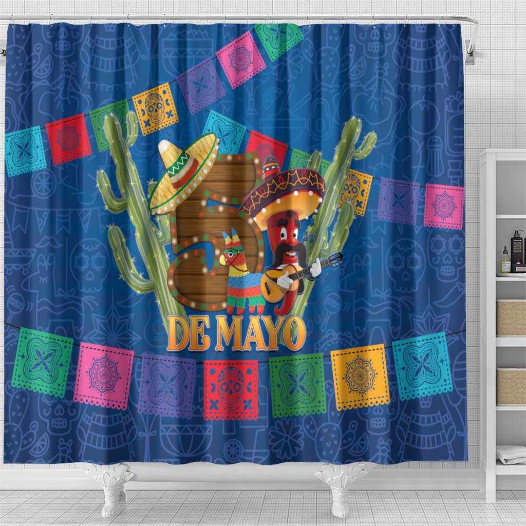 Mexico Cinco De Mayo 2025 Shower Curtain Chili Pepper Let's Fiesta LT14