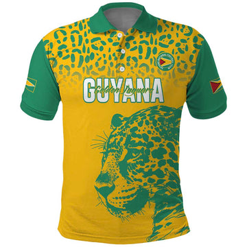 Custom Guyana Football Polo Shirt 2025 Go Golden Jaguars LT14