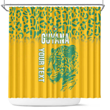 Custom Guyana Football Shower Curtain 2025 Go Golden Jaguars LT14