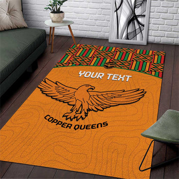 Custom Zambia Football Area Rug Copper Queens Kente Pattern LT14