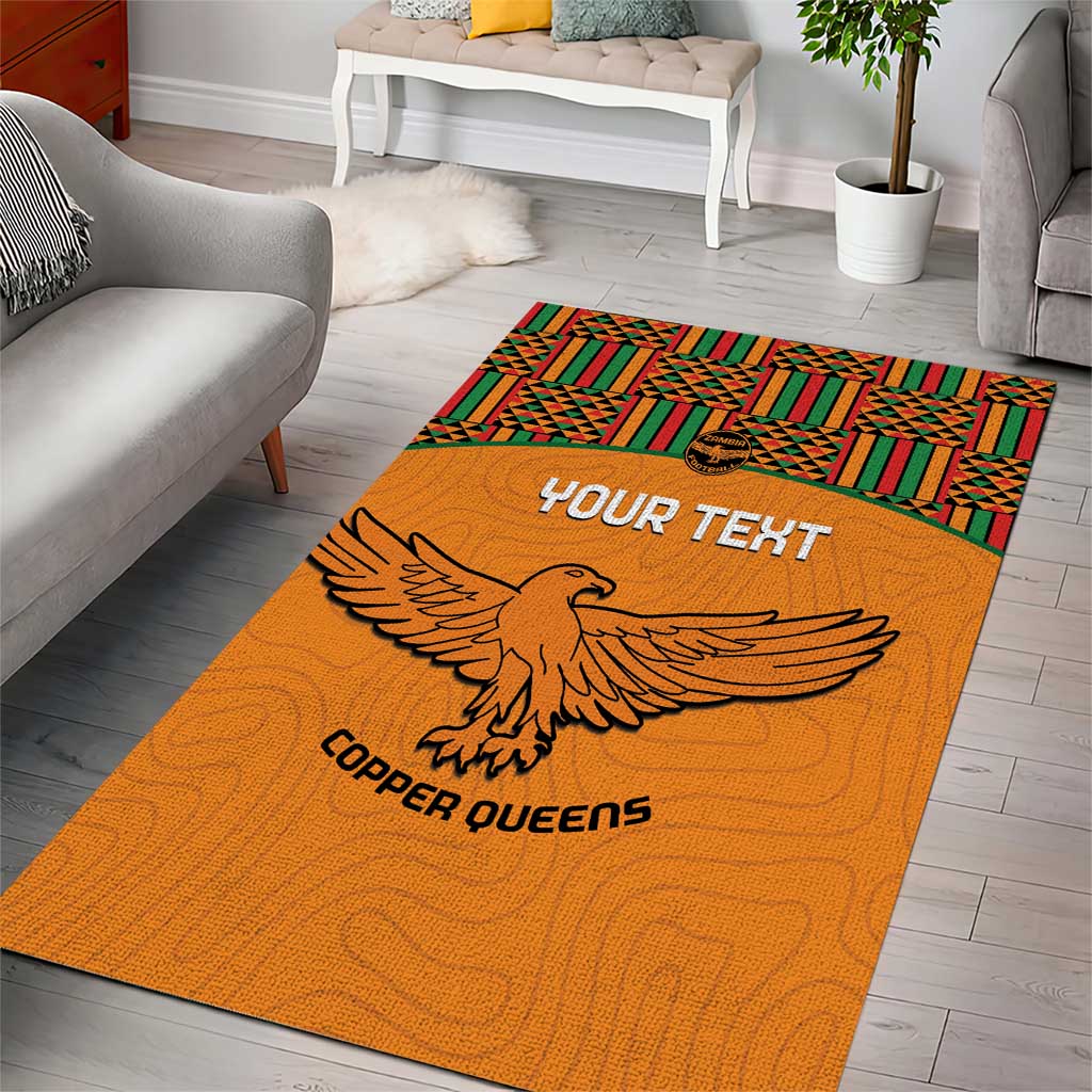 Custom Zambia Football Area Rug Copper Queens Kente Pattern LT14