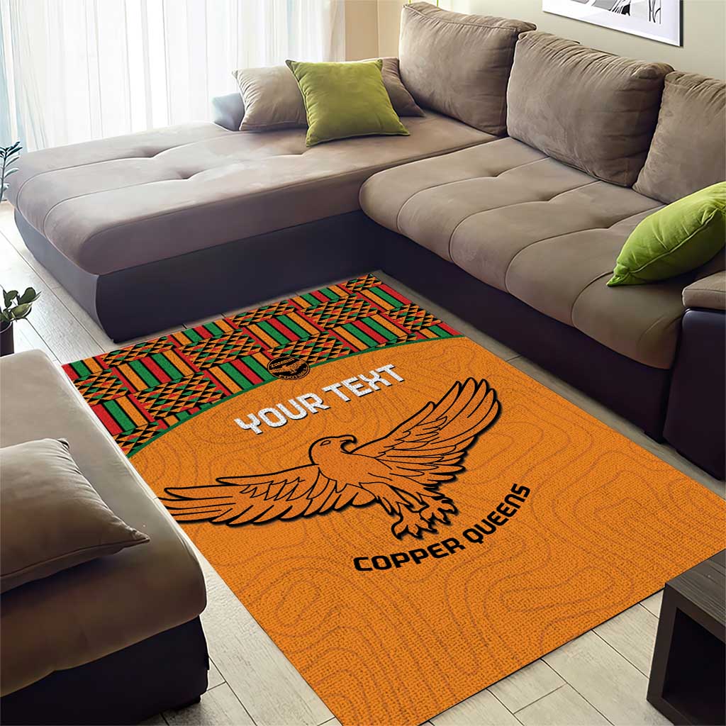 Custom Zambia Football Area Rug Copper Queens Kente Pattern LT14