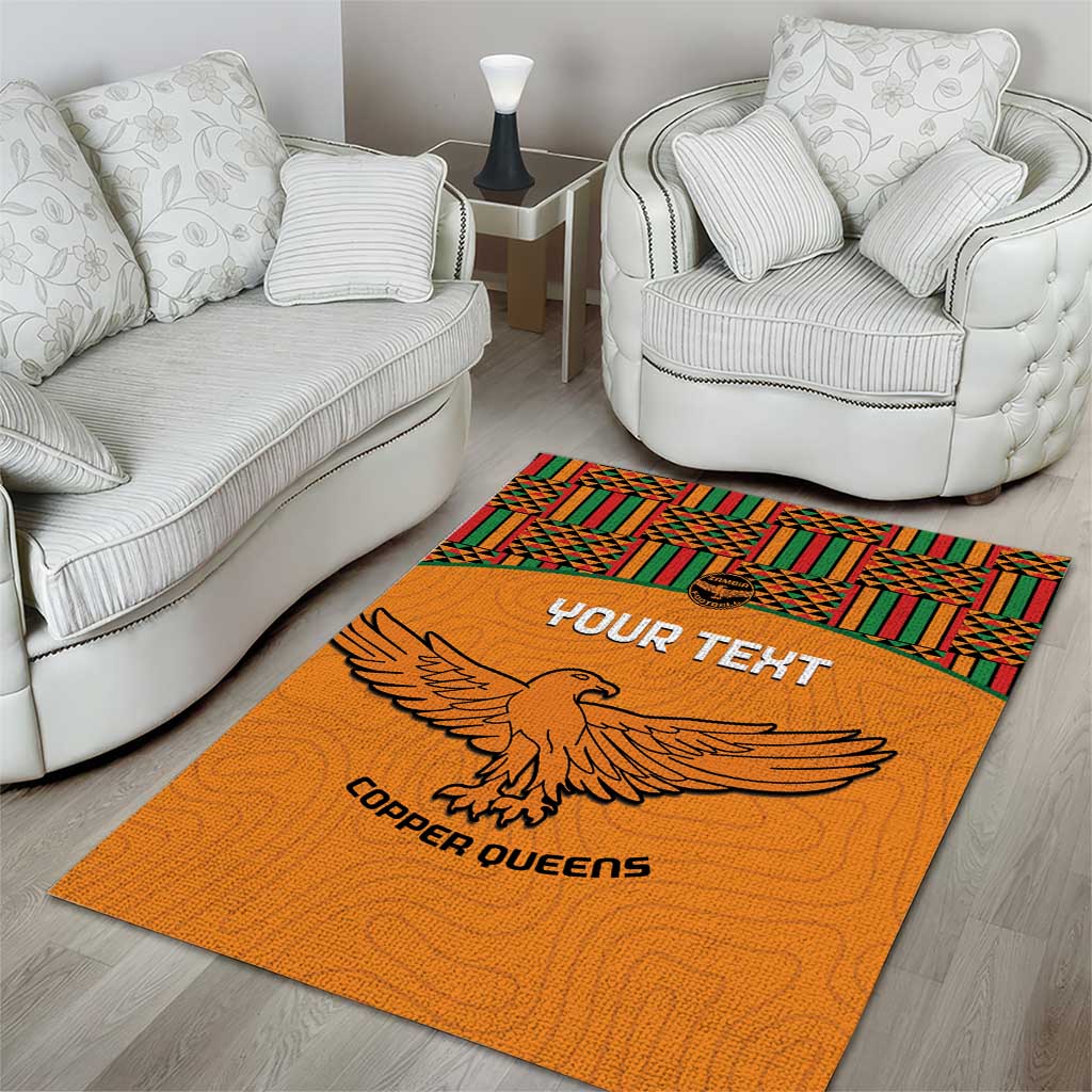 Custom Zambia Football Area Rug Copper Queens Kente Pattern LT14