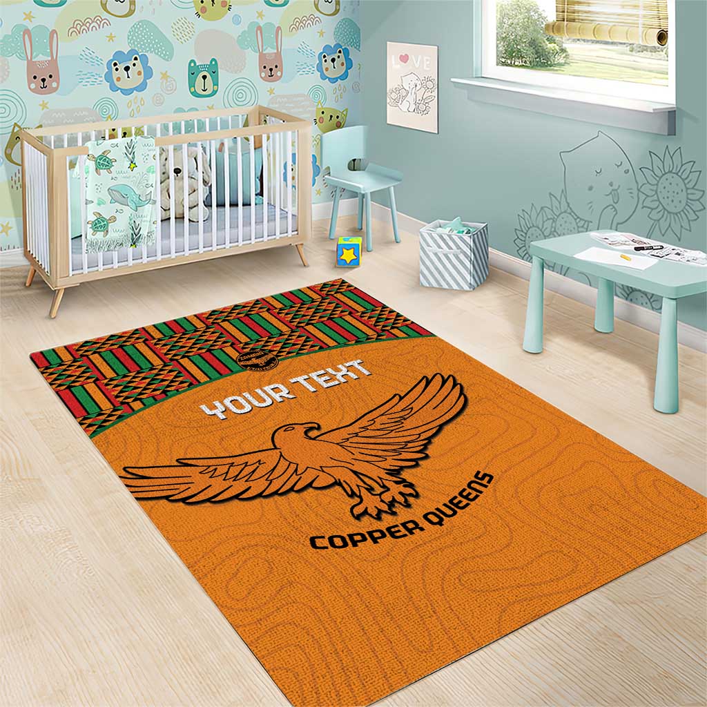 Custom Zambia Football Area Rug Copper Queens Kente Pattern LT14