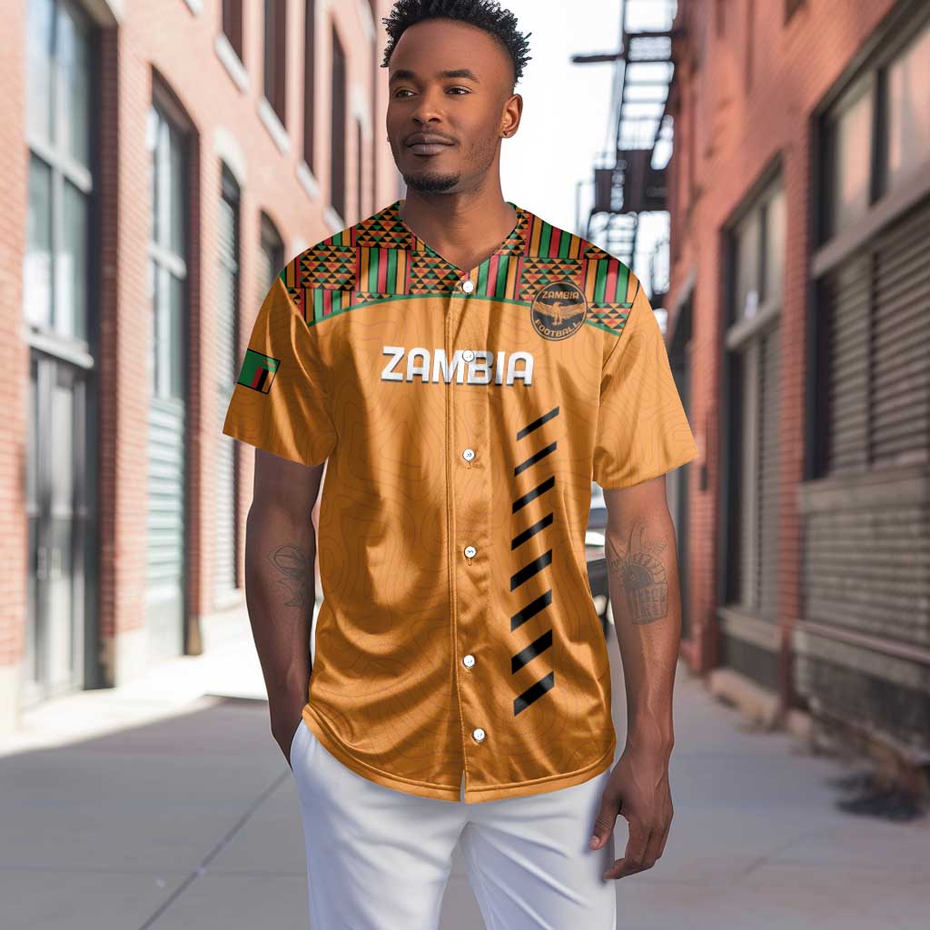 Custom Zambia Football Baseball Jersey Copper Queens Kente Pattern LT14