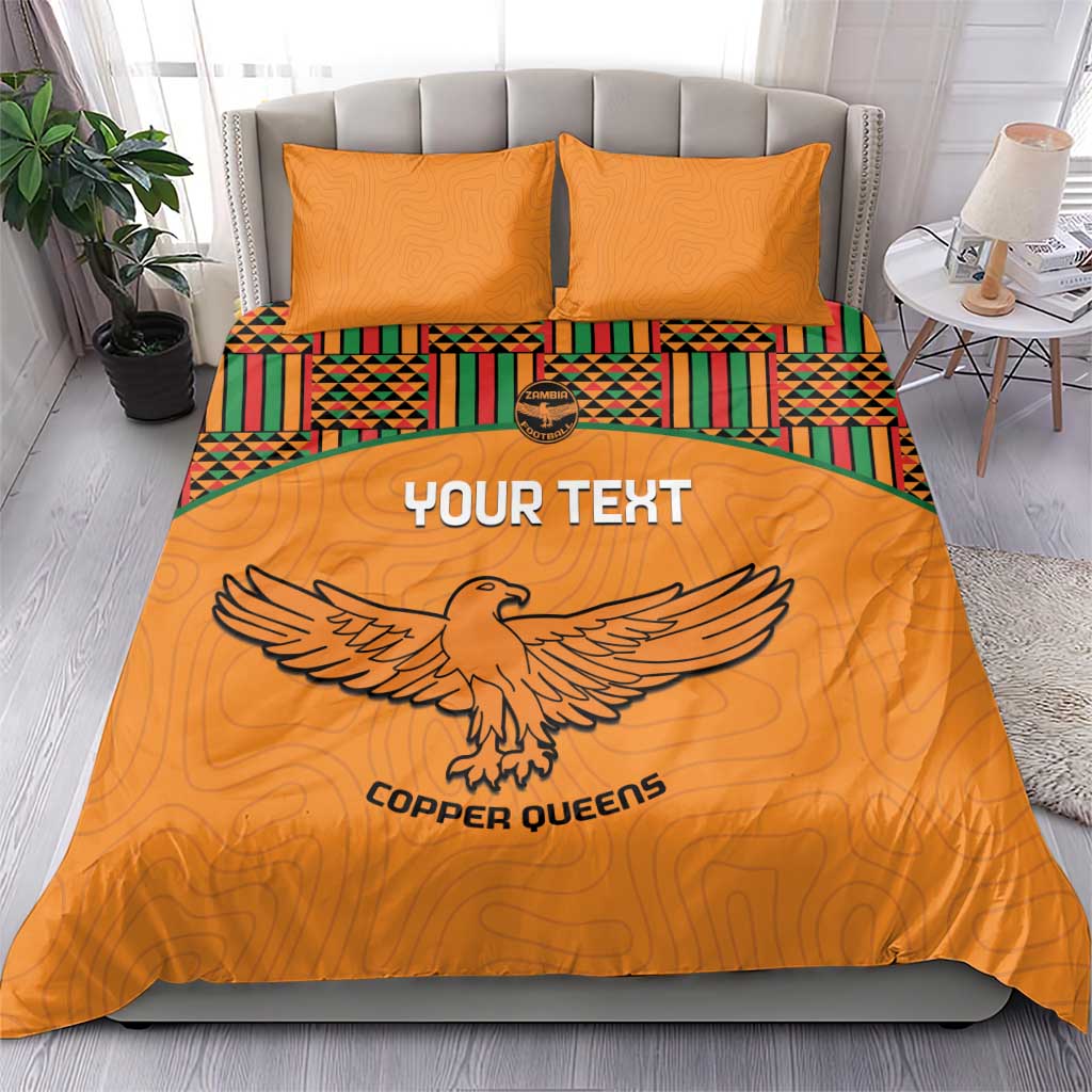Custom Zambia Football Bedding Set Copper Queens Kente Pattern LT14