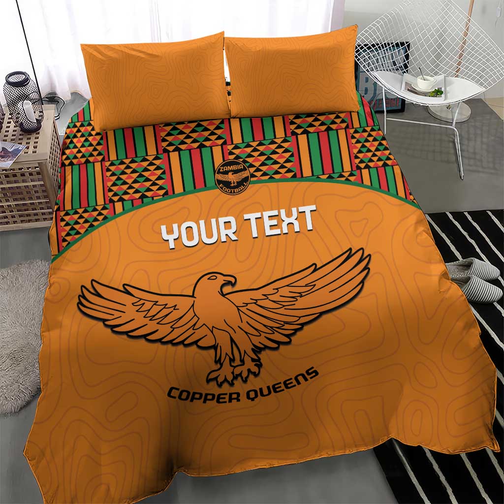 Custom Zambia Football Bedding Set Copper Queens Kente Pattern LT14