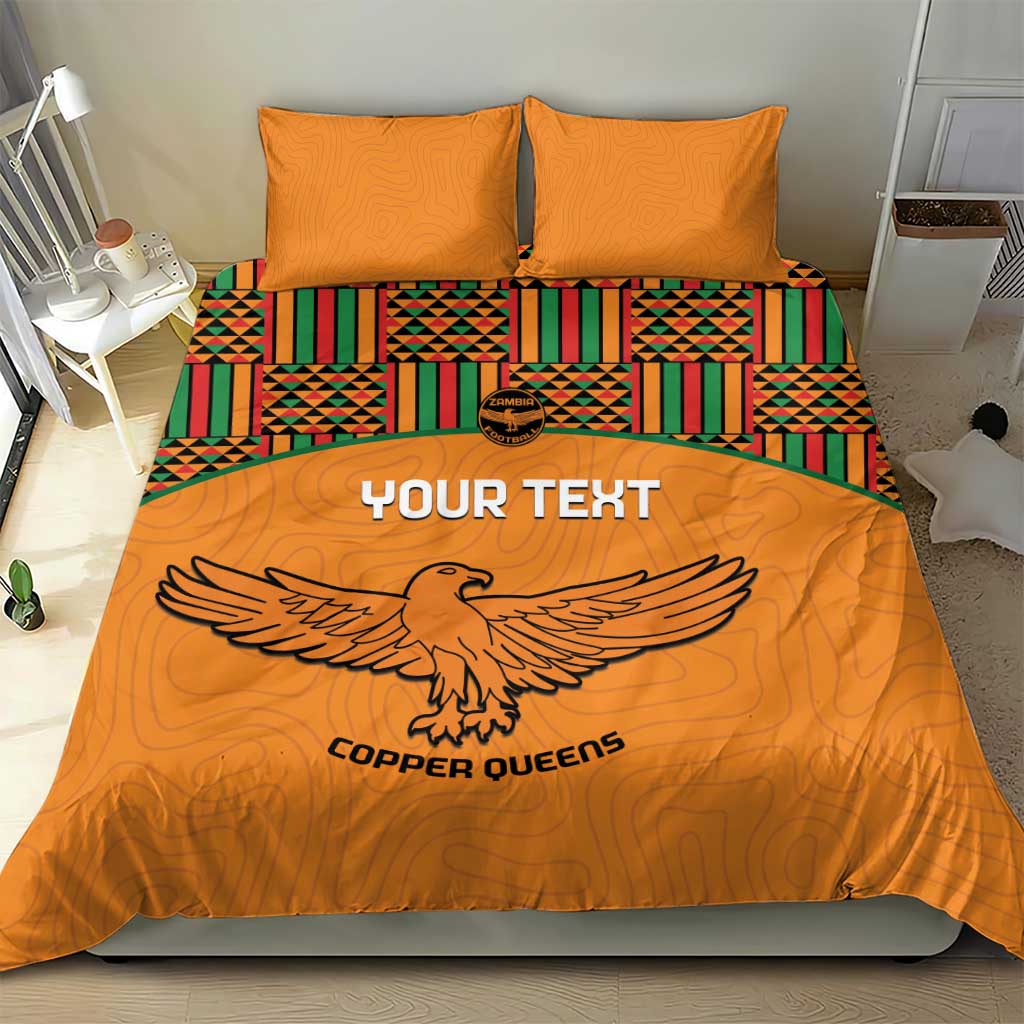 Custom Zambia Football Bedding Set Copper Queens Kente Pattern LT14