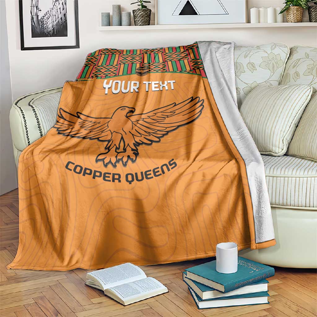 Custom Zambia Football Blanket Copper Queens Kente Pattern LT14