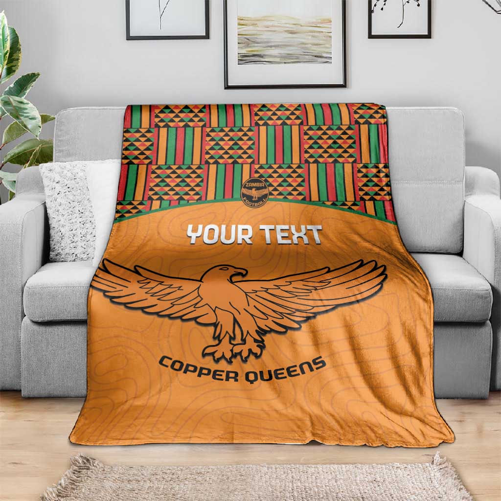 Custom Zambia Football Blanket Copper Queens Kente Pattern LT14