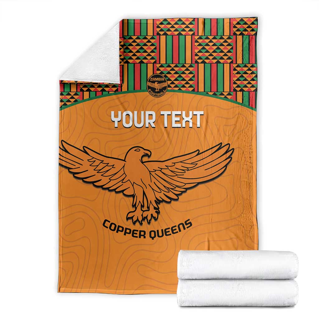 Custom Zambia Football Blanket Copper Queens Kente Pattern LT14