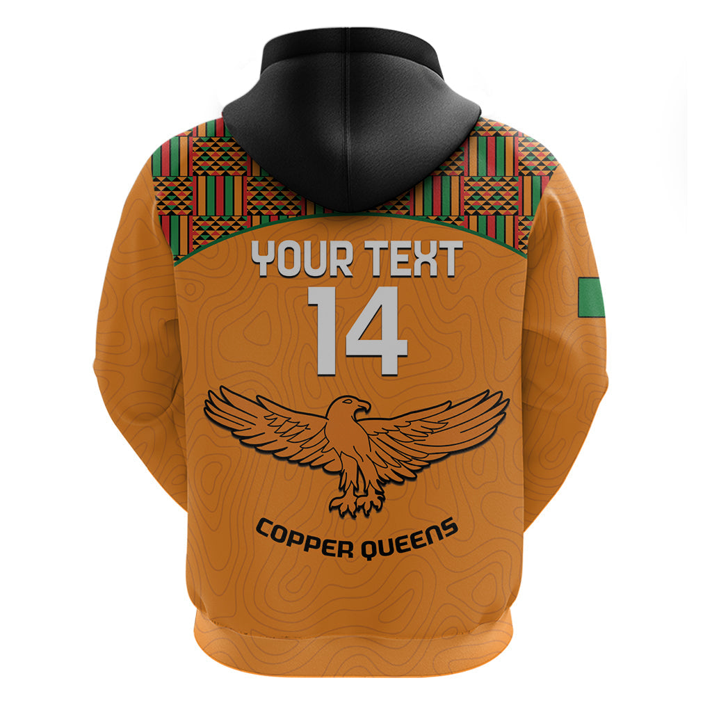 Custom Zambia Football Hoodie Copper Queens Kente Pattern LT14