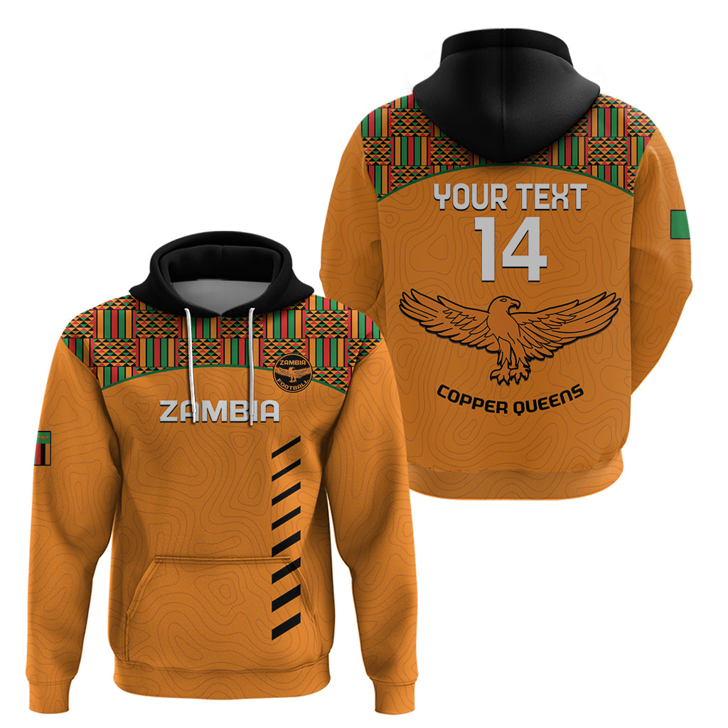 Custom Zambia Football Hoodie Copper Queens Kente Pattern LT14