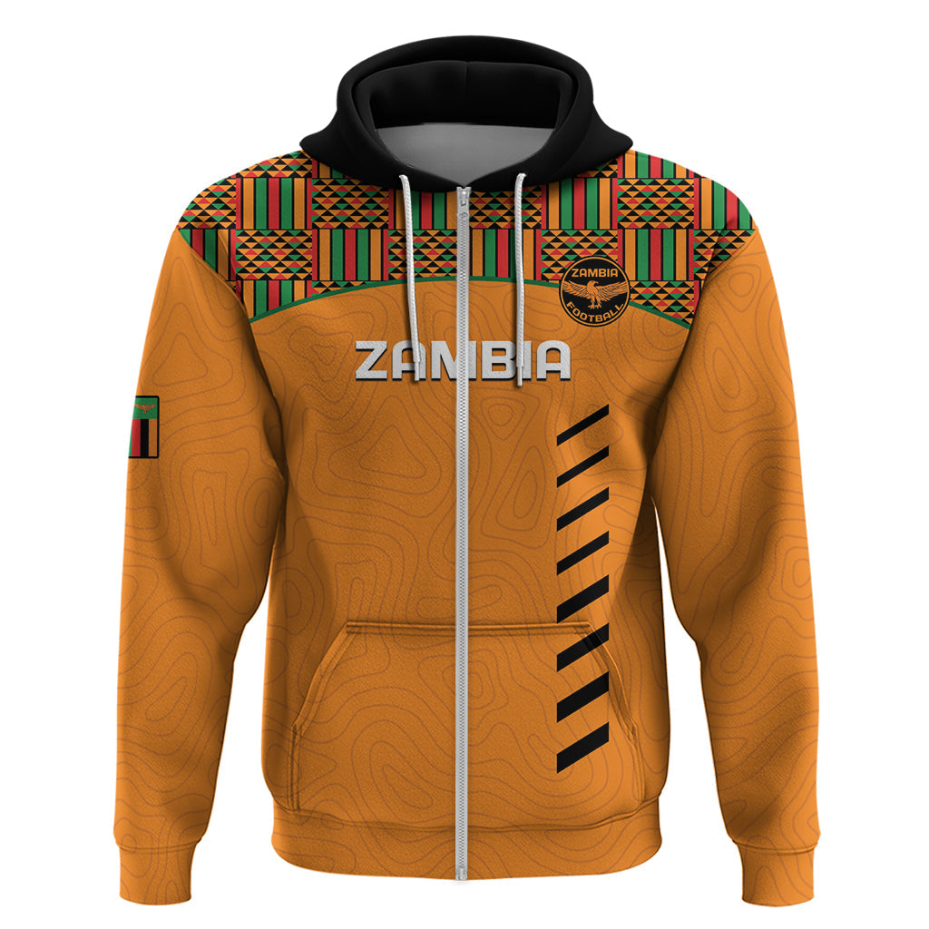 Custom Zambia Football Hoodie Copper Queens Kente Pattern LT14