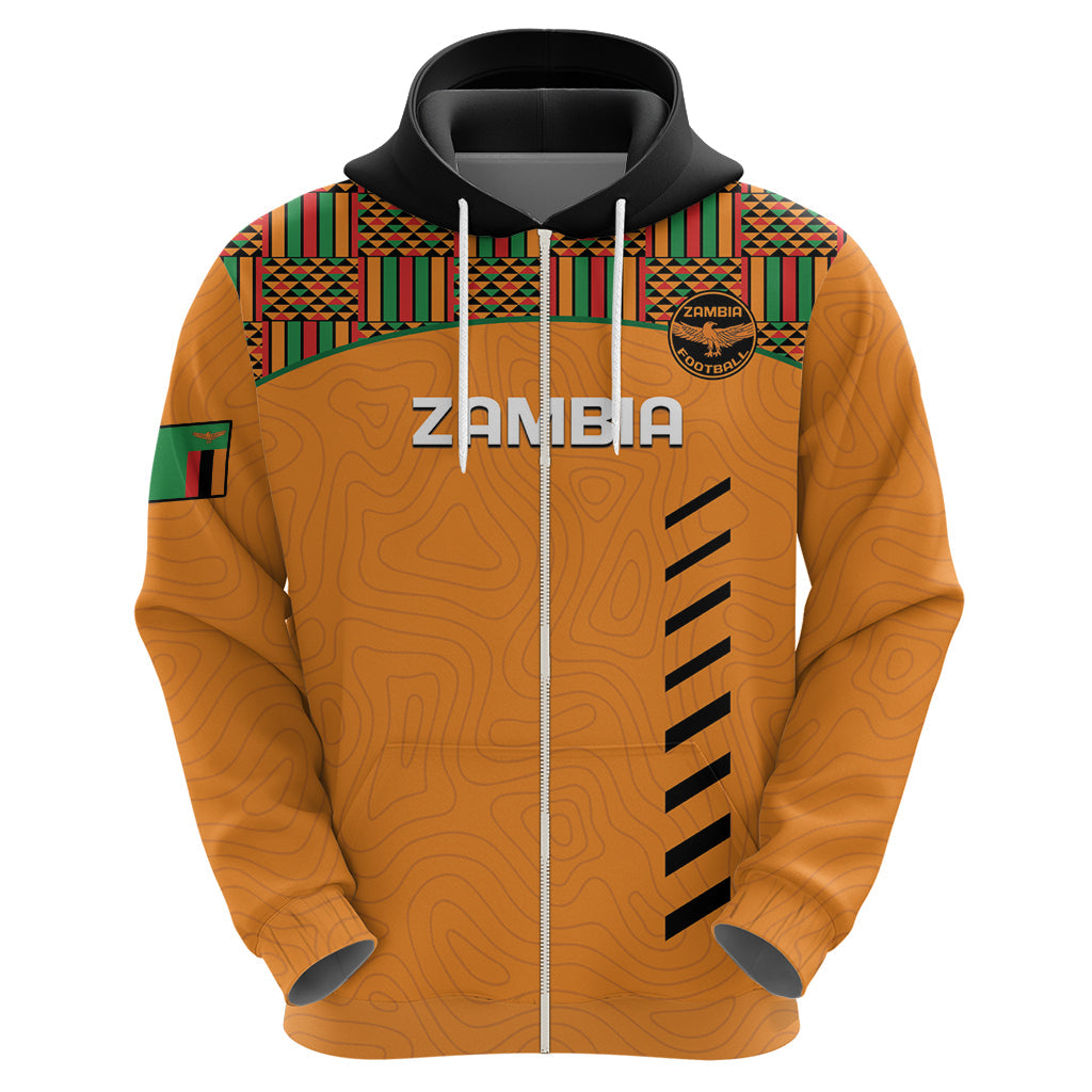Custom Zambia Football Hoodie Copper Queens Kente Pattern LT14