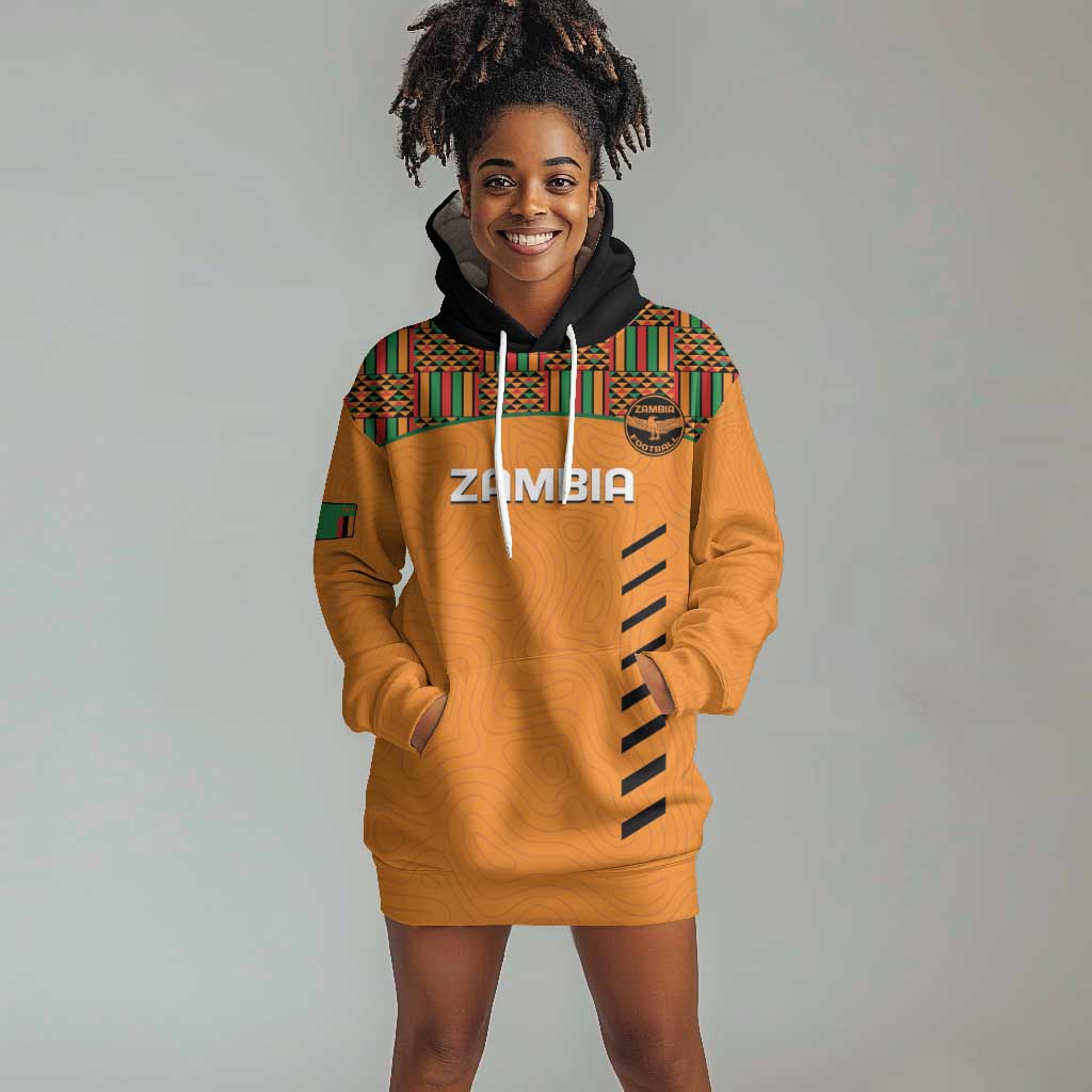 Custom Zambia Football Hoodie Dress Copper Queens Kente Pattern LT14