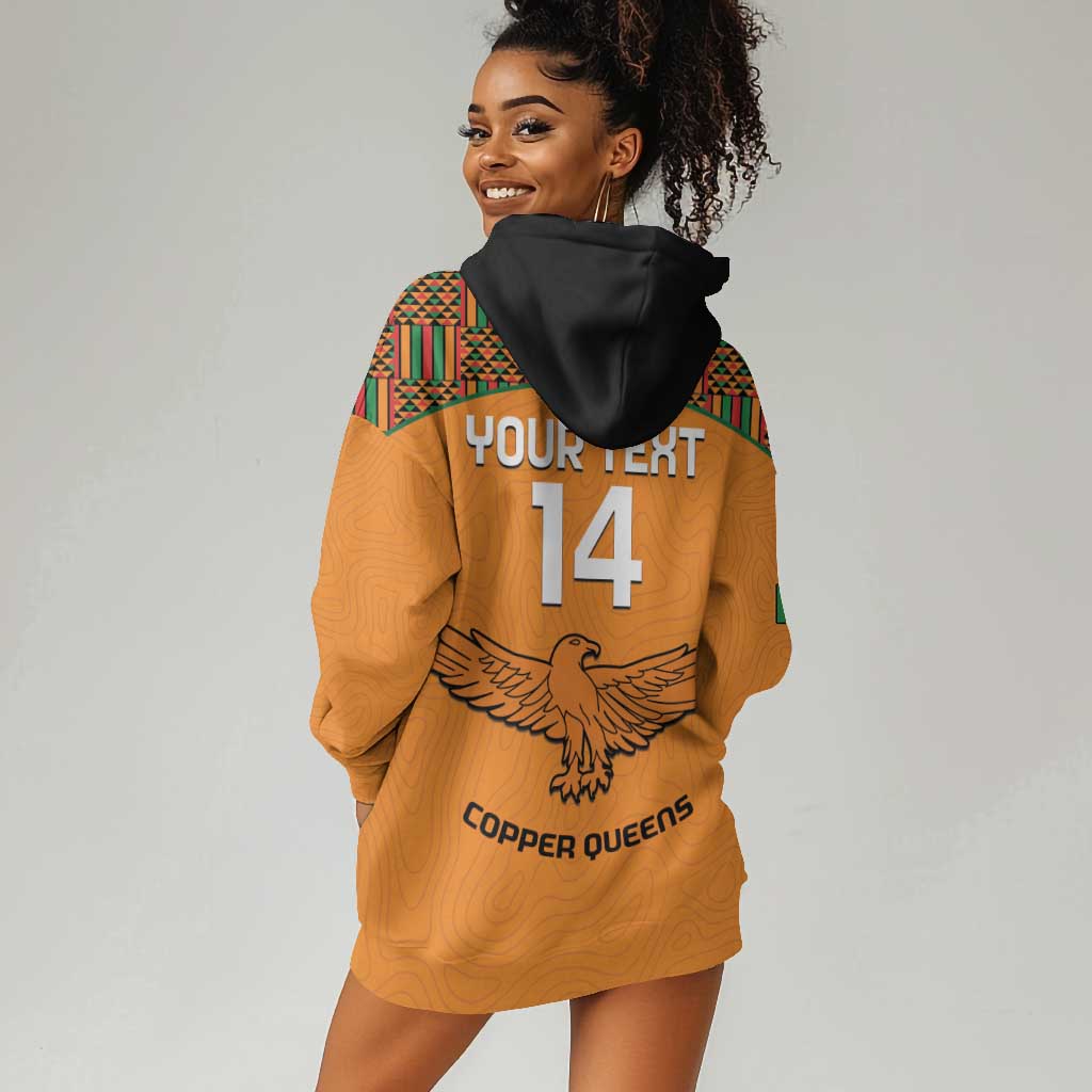 Custom Zambia Football Hoodie Dress Copper Queens Kente Pattern LT14