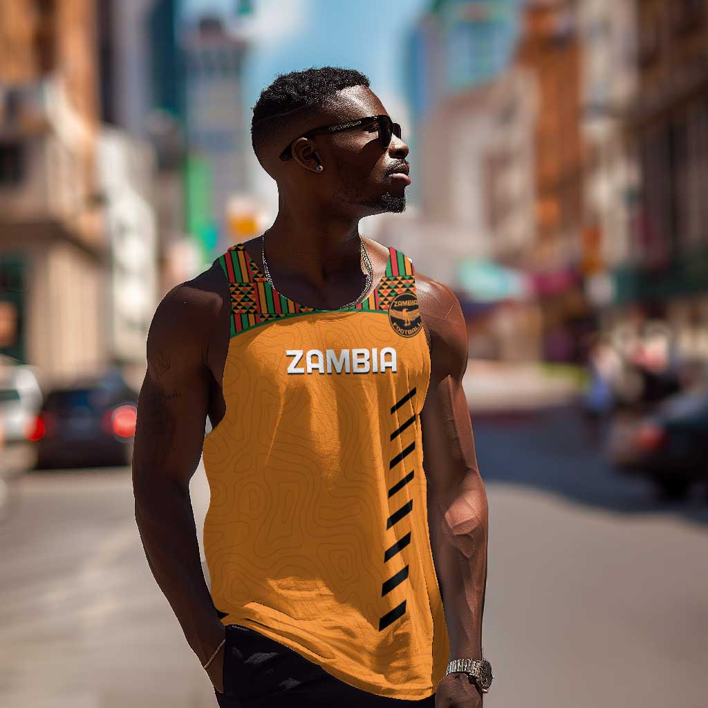 Custom Zambia Football Men Tank Top Copper Queens Kente Pattern LT14