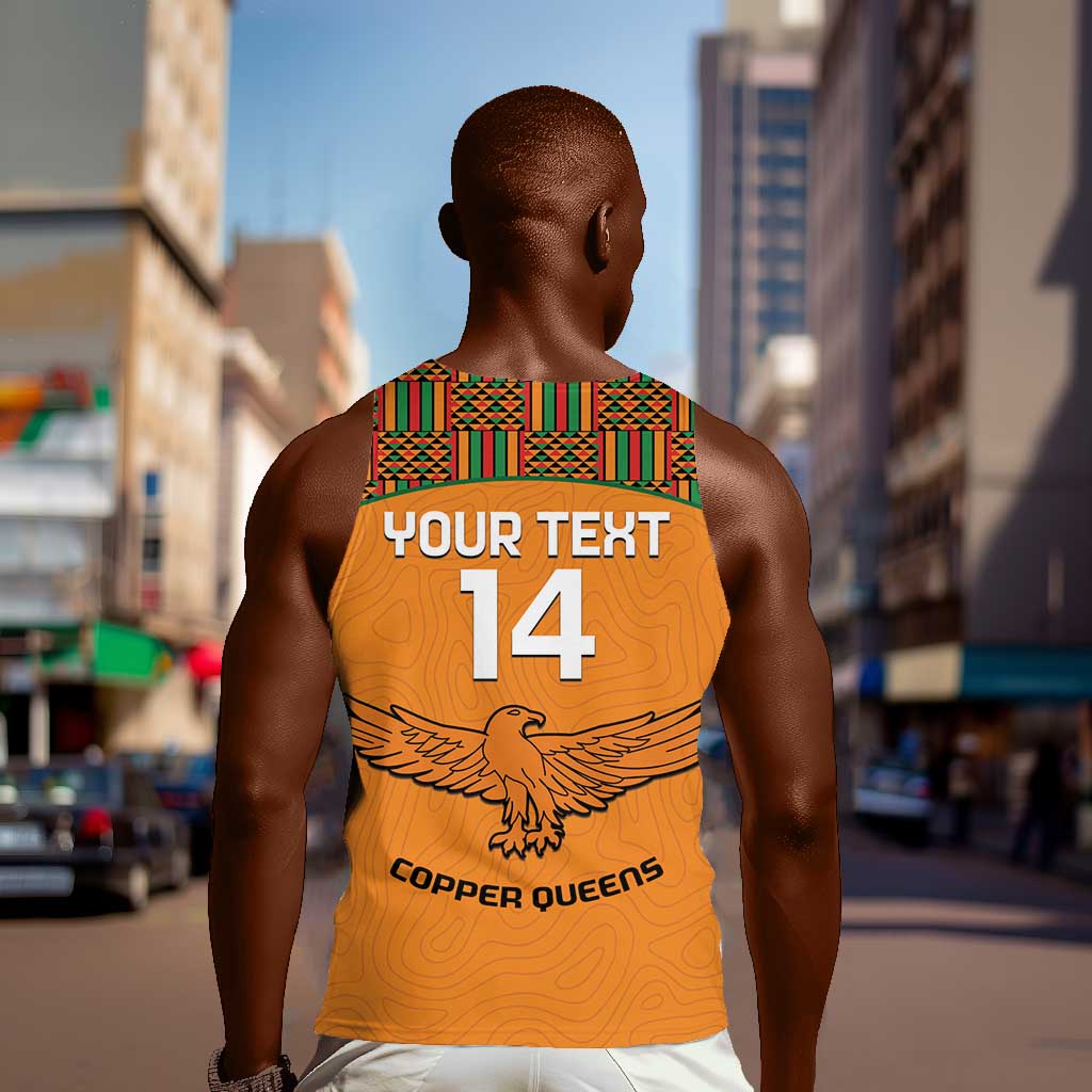 Custom Zambia Football Men Tank Top Copper Queens Kente Pattern LT14