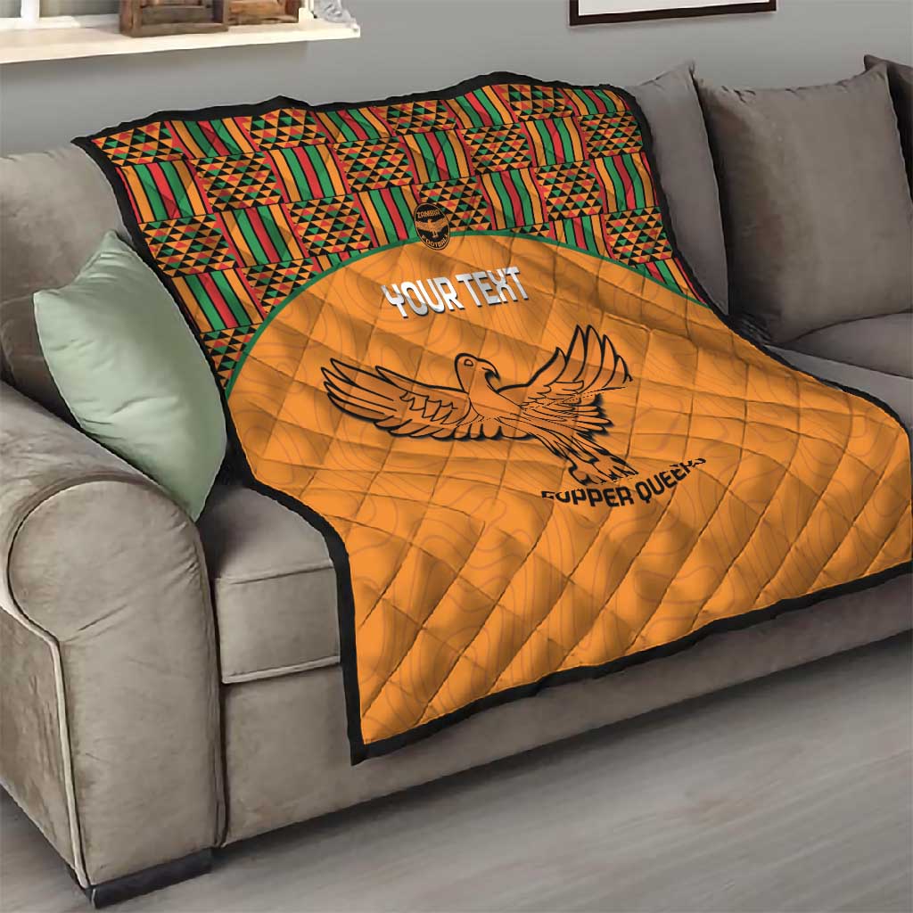 Custom Zambia Football Quilt Copper Queens Kente Pattern LT14