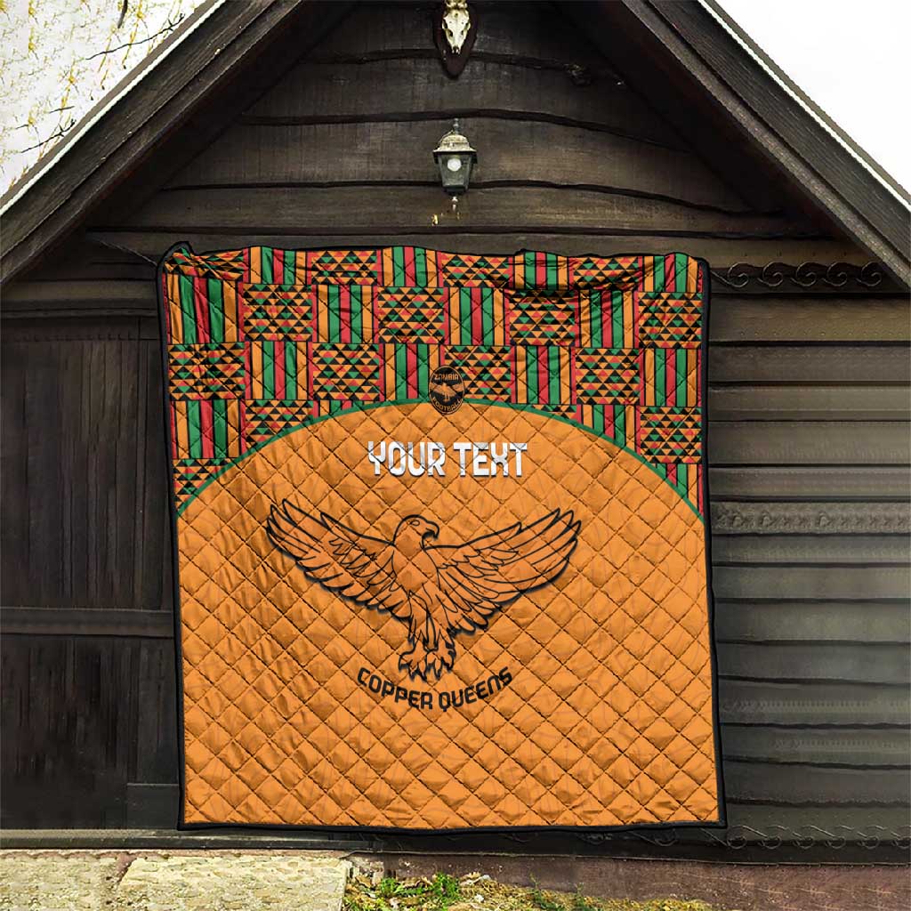 Custom Zambia Football Quilt Copper Queens Kente Pattern LT14