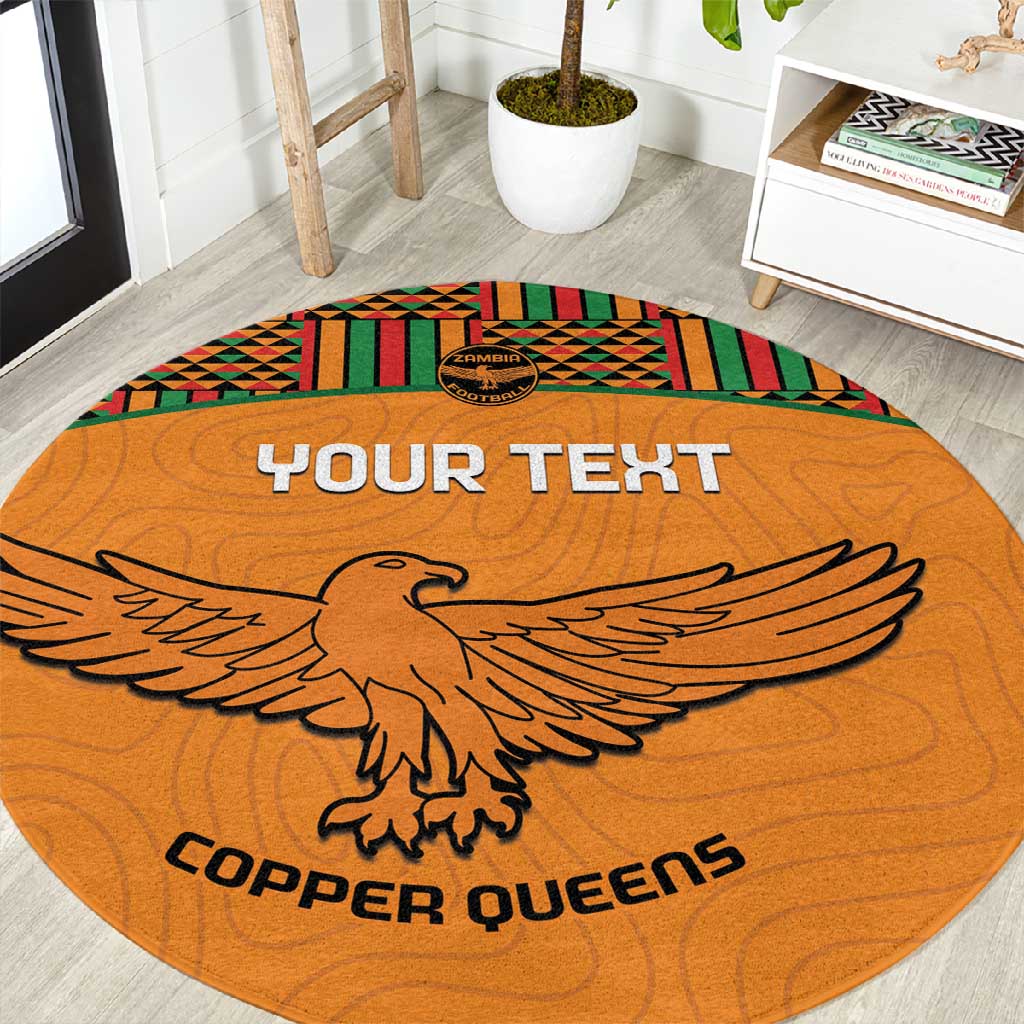 Custom Zambia Football Round Carpet Copper Queens Kente Pattern LT14