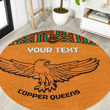 Custom Zambia Football Round Carpet Copper Queens Kente Pattern LT14