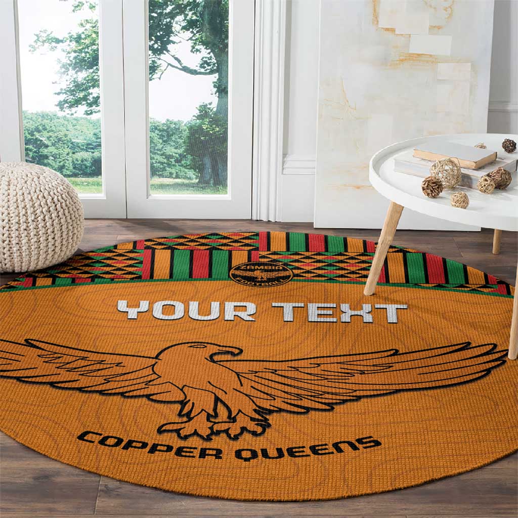 Custom Zambia Football Round Carpet Copper Queens Kente Pattern LT14