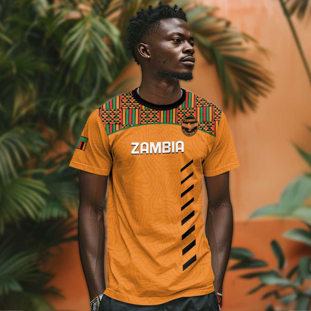 Custom Zambia Football T shirt Copper Queens Kente Pattern LT14