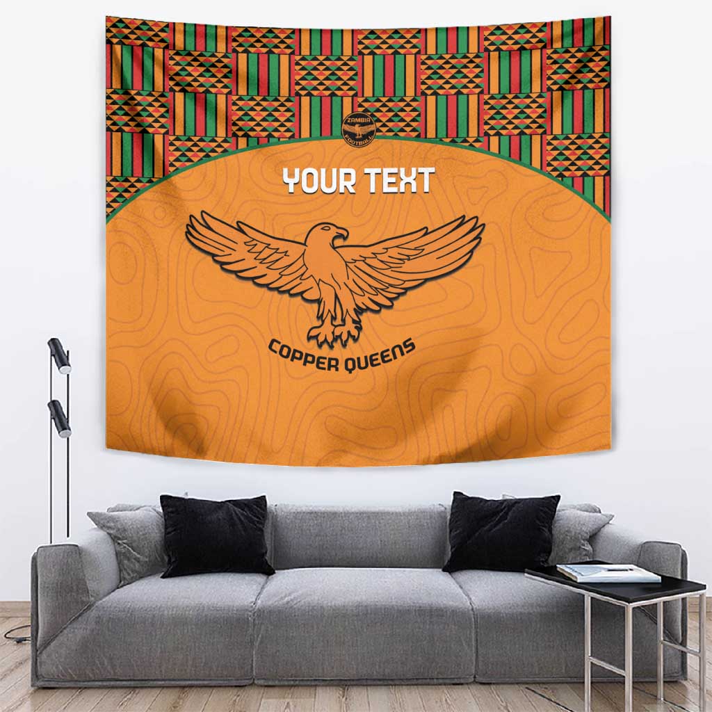 Custom Zambia Football Tapestry Copper Queens Kente Pattern LT14