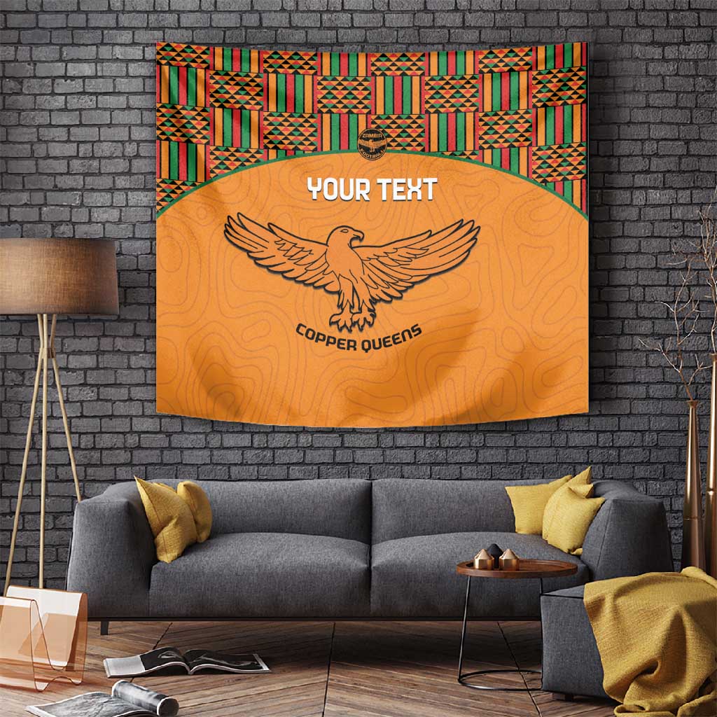 Custom Zambia Football Tapestry Copper Queens Kente Pattern LT14
