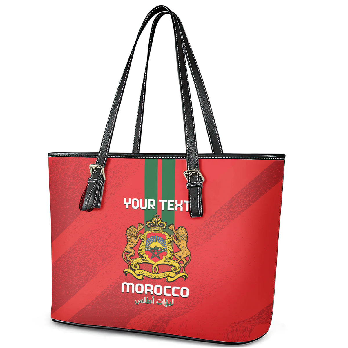 Custom Morocco Football Leather Tote Bag Go Lionesses of Atlas LT14