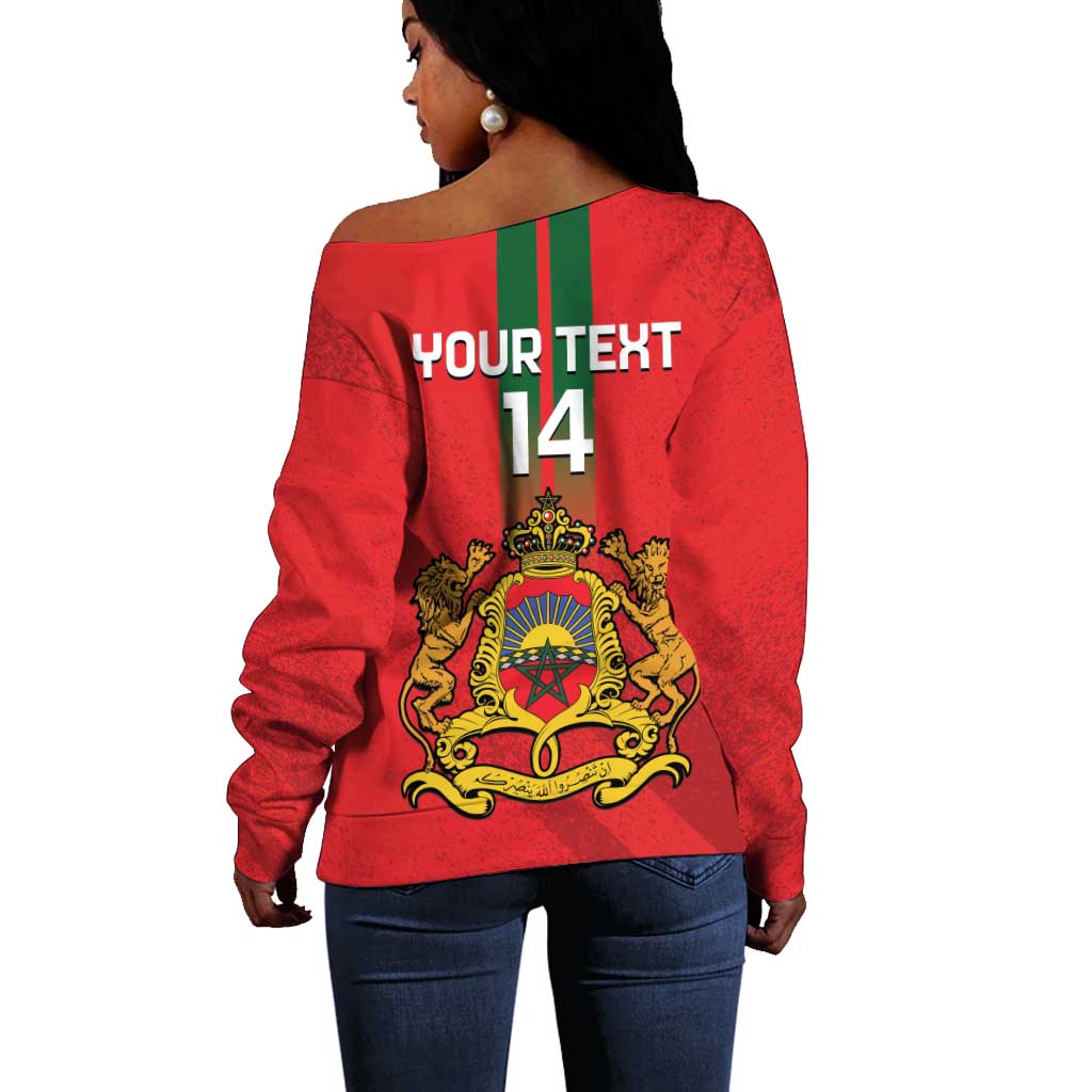 Custom Morocco Football Off Shoulder Sweater Go Lionesses of Atlas LT14